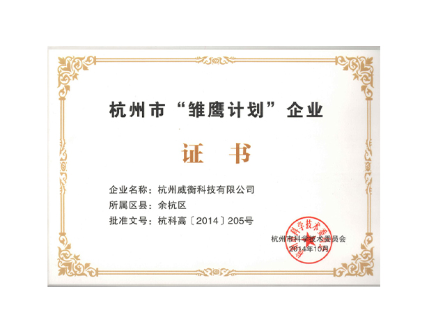 杭州市雛鷹計(jì)劃證書(shū)